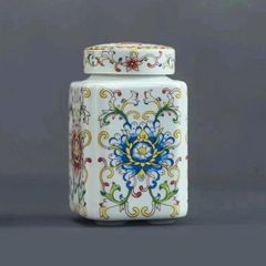 BỘ 2 HŨ ĐỰNG TRÀ HOA VĂN SỨ