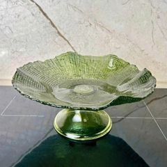 KHAY THỦY TINH CHÂN ĐẾ CRISTA  MÀU XANH