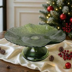 KHAY THỦY TINH CHÂN ĐẾ CRISTA  MÀU XANH