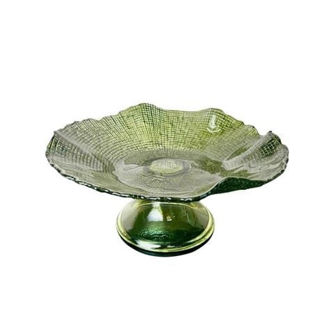 KHAY THỦY TINH CHÂN ĐẾ CRISTA  MÀU XANH