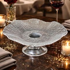 KHAY THỦY TINH CHÂN ĐẾ CRISTA  MÀU TRẮNG