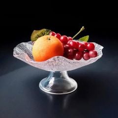 KHAY THỦY TINH CHÂN ĐẾ CRISTA  MÀU TRẮNG