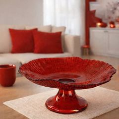 KHAY THỦY TINH CHÂN ĐẾ CRISTA  MÀU ĐỎ