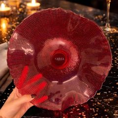 KHAY THỦY TINH CHÂN ĐẾ CRISTA  MÀU ĐỎ