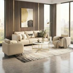 GHẾ SOFA 3 CHỖ NUBE MÀU KEM