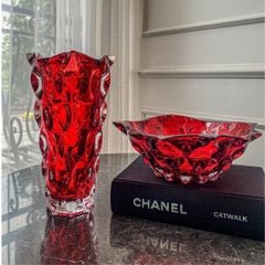 LỌ HOA PHA LÊ SAMBA MÀU ĐỎ 30.5CM