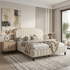 BỘ PHÒNG NGỦ JASMINE MÀU KEM 1.8 2 TÁP