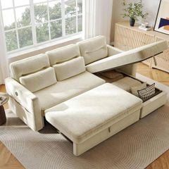 GHẾ SOFA BED GÓC COMPACT MÀU BE