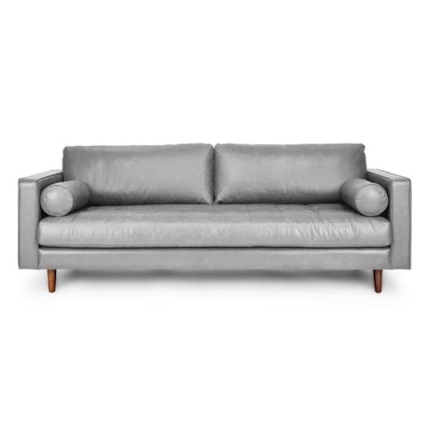GHẾ SOFA 3 CHỖ DA BÒ NAPA MÀU XÁM