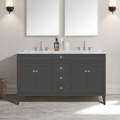 TỦ LAVABO RIVOLI 60 INCH MÀU XÁM ĐẬM 2 BỒN