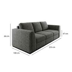 GHẾ SOFA 3 CHỖ CHELSEA MÀU XÁM ĐẬM