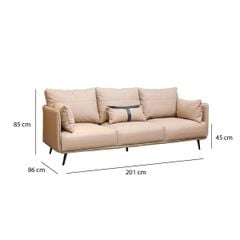 GHẾ SOFA 3 CHỖ NUBE MÀU KEM