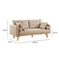 GHẾ SOFA 3 CHỖ DERRY MÀU KEM