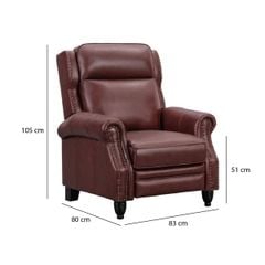 GHẾ SOFA ĐƠN DA BÒ CHỈNH CƠ POLLENZO MÀU ĐỎ