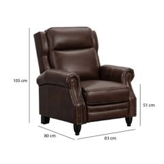 GHẾ SOFA ĐƠN DA BÒ CHỈNH CƠ POLLENZO MÀU NÂU