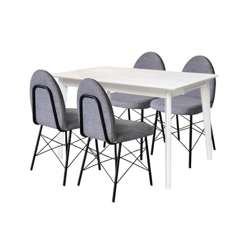 BỘ BÀN ĂN 4 GHẾ KATARINA MÀU TRẮNG 1.2