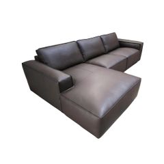 GHẾ SOFA DA BÒ GÓC HAVANA KÈM ĐÔN OTTOMAN