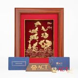 Tranh Cửu Ngư Hoa Sen dát vàng 24k ACT GOLD ISO 9001:2015