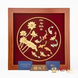 Tranh Cửu Ngư Hoa Sen dát vàng 24k ACT GOLD ISO 9001:2015