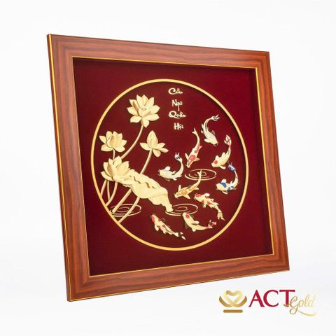 Tranh Cửu Ngư Hoa Sen dát vàng 24k ACT GOLD ISO 9001:2015