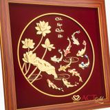 Tranh Cửu Ngư Hoa Sen dát vàng 24k ACT GOLD ISO 9001:2015