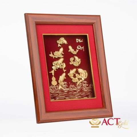 Tranh Cửu Ngư Hoa Sen dát vàng 24k ACT GOLD ISO 9001:2015
