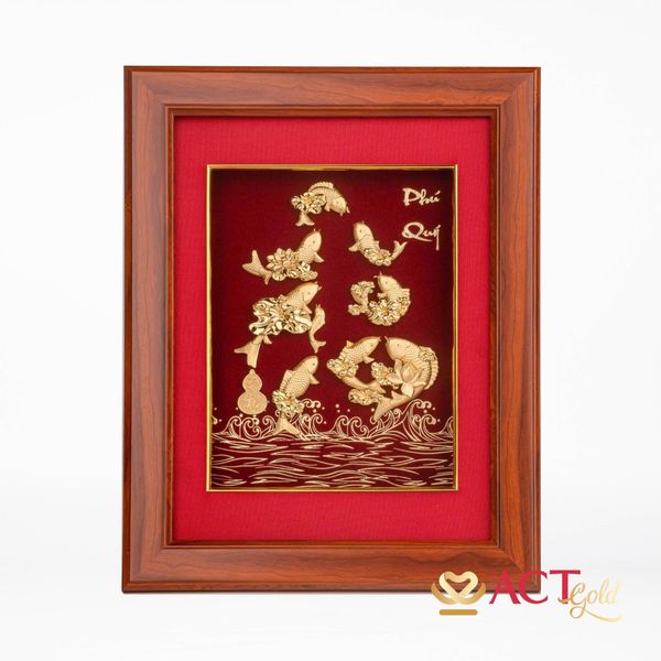 Tranh Cửu Ngư Hoa Sen dát vàng 24k ACT GOLD ISO 9001:2015