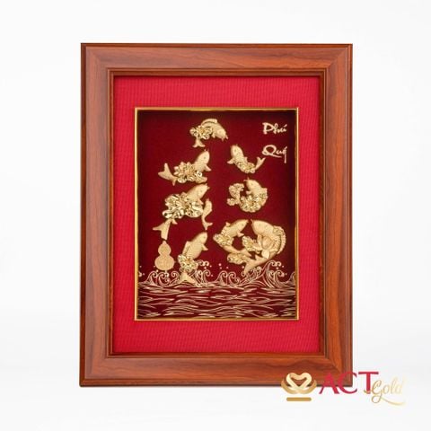 Tranh Cửu Ngư Hoa Sen dát vàng 24k ACT GOLD ISO 9001:2015