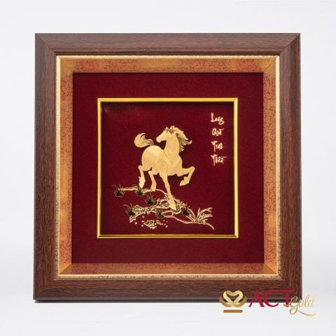 Tranh Long Mã Tinh Thần dát vàng 24k ACT GOLD ISO 9001:2015 (Mẫu 2)