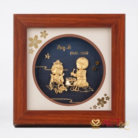 Quà tặng Tranh Cung Song Tử dát vàng 24k ACT GOLD ISO 9001:2015