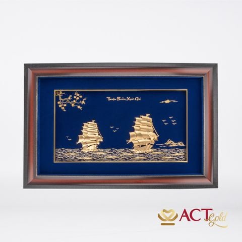 Quà tặng tranh Thuyền dát vàng 24k ACT GOLD ISO 9001:2015 (Mẫu 5)