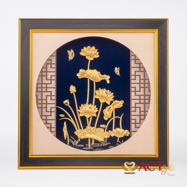Tranh Hoa Sen dát vàng 24k ACT GOLD ISO 9001:2015 (Mẫu 4)