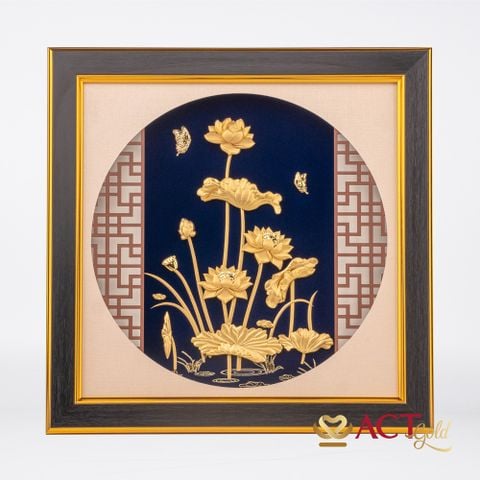 Tranh Hoa Sen dát vàng 24k ACT GOLD ISO 9001:2015 (Mẫu 4)