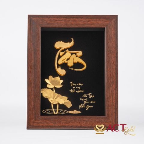 Quà tặng Chữ Tâm Hoa Sen dát vàng 24k ACT GOLD ISO 9001:2015