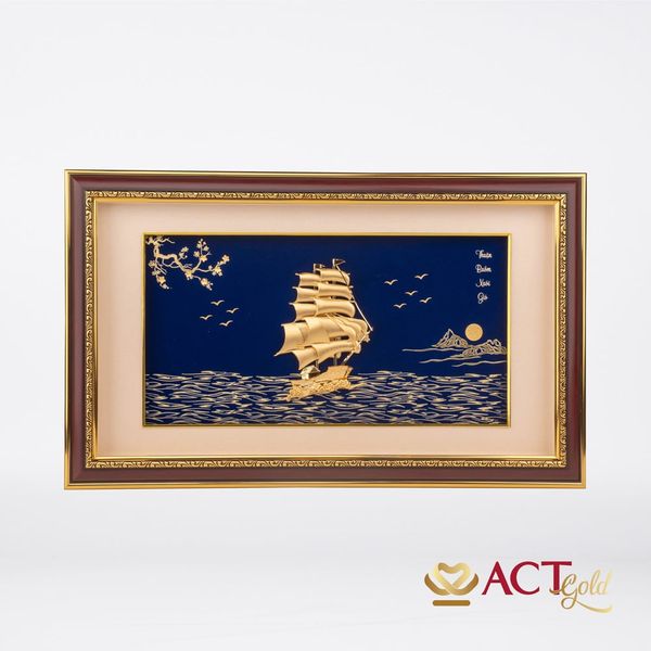 Quà tặng tranh Thuyền dát vàng 24k ACT GOLD ISO 9001:2015 (Mẫu 27)