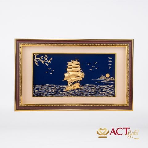 Quà tặng tranh Thuyền dát vàng 24k ACT GOLD ISO 9001:2015 (Mẫu 27)