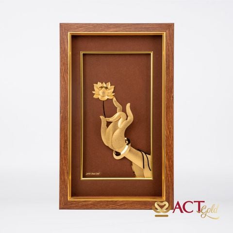 Tranh Sen Vàng Thoát Tục (Tay Phải) dát vàng 24k ACT GOLD ISO 9001:2015