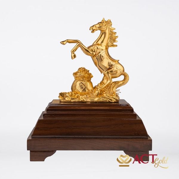 Quà tặng Ngựa Tài Lộc dát vàng 24k ACT GOLD ISO 9001:2015 (Mẫu 2)