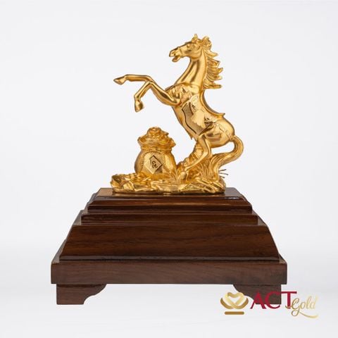 Quà tặng Ngựa Tài Lộc dát vàng 24k ACT GOLD ISO 9001:2015 (Mẫu 2)