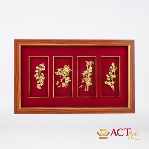 Tranh Tứ Quý dát vàng 24k ACT GOLD ISO 9001:2015 (Mẫu 6)