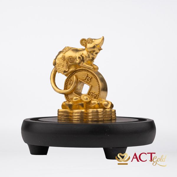Quà tặng Tượng Chuột dát vàng 24k ACT GOLD ISO 9001:2015(Mẫu 1)