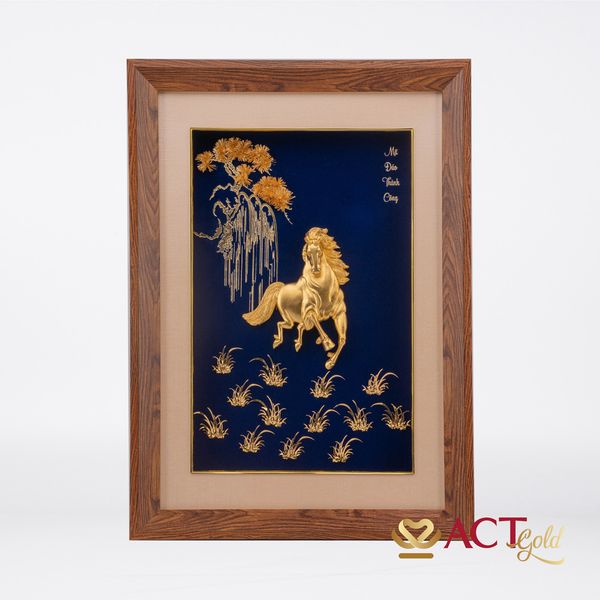 Tranh Ngựa dát vàng 24k ACT GOLD ISO 9001:2015 (Mẫu 3)