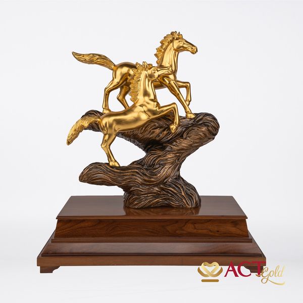 Quà tặng Song Mã dát vàng 24k ACT GOLD ISO 9001:2015 (mẫu 3)