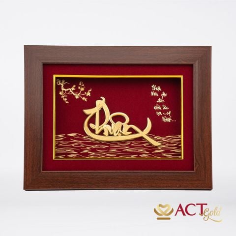 Quà tặng tranh thư pháp chữ Thuận dát vàng 24k ACT GOLD ISO 9001:2015