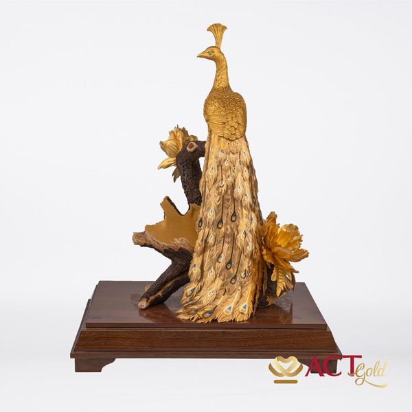Quà tặng Giá Đựng Rượu Chim Công dát vàng 24k ACT GOLD ISO 9001:2015