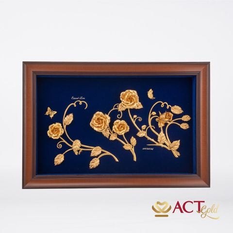 Tranh Hoa Hồng dát vàng 24k ACT GOLD ISO 9001:2015