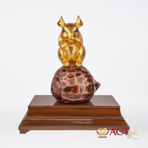 Quà tặng Tượng Chuột dát vàng 24k ACT GOLD ISO 9001:2015