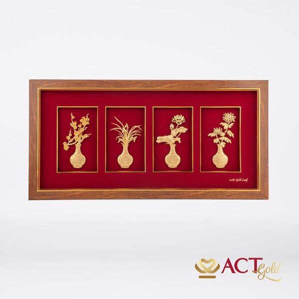 Tranh Tứ Quý dát vàng 24k ACT GOLD ISO 9001:2015 (Mẫu 4)