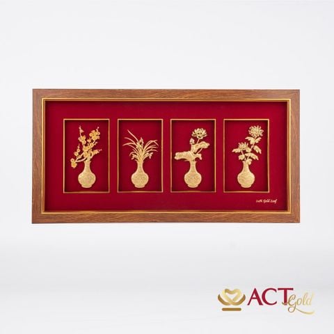 Tranh Tứ Quý dát vàng 24k ACT GOLD ISO 9001:2015 (Mẫu 4)