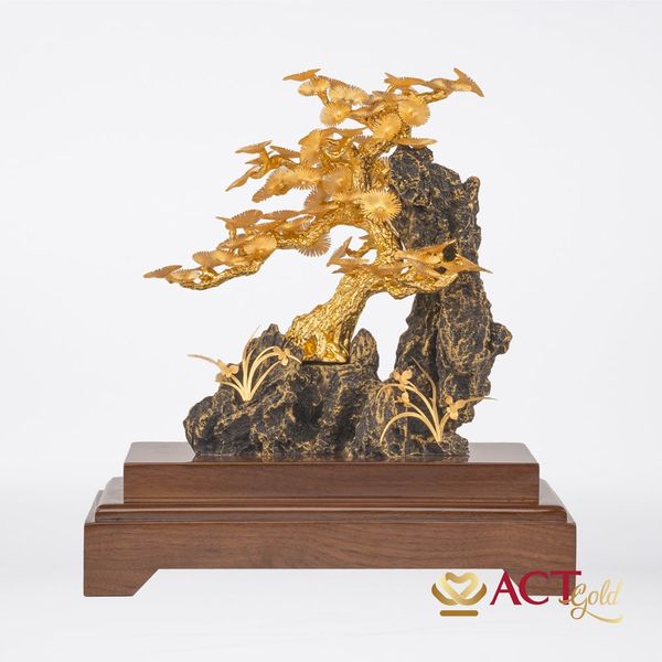 Quà tặng Cây Tùng Bonsai dát vàng 24k ACT GOLD ISO 9001:2015